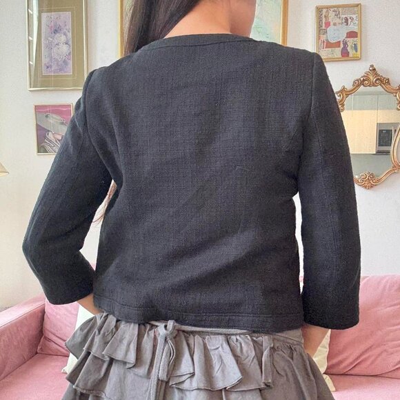 Black Tweed Banana Republic Jacket with Clasps - Picture 2 of 8